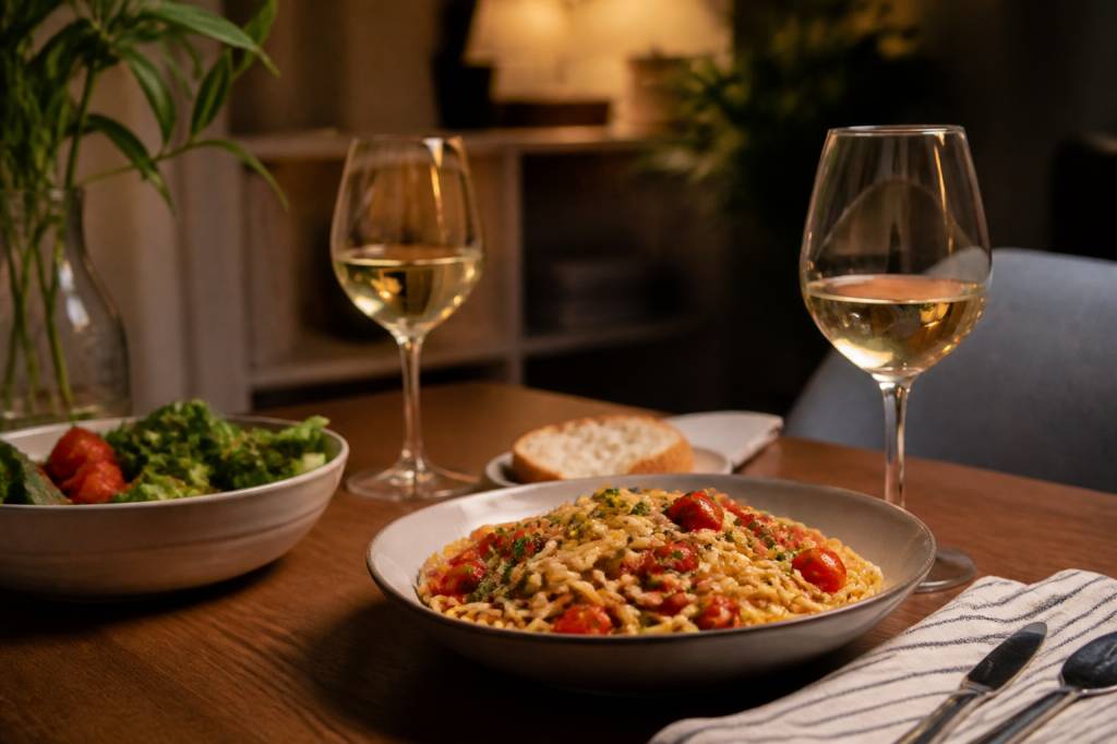 Quick 20-minute dinner meals with wine pairings for effortless evenings